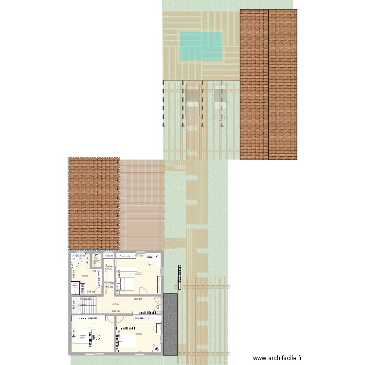 project D. Plan de 25 pièces et 476 m2