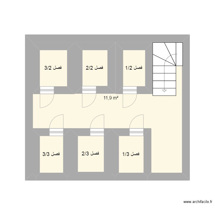 كروكي طابق 2. Plan de 7 pièces et 26 m2