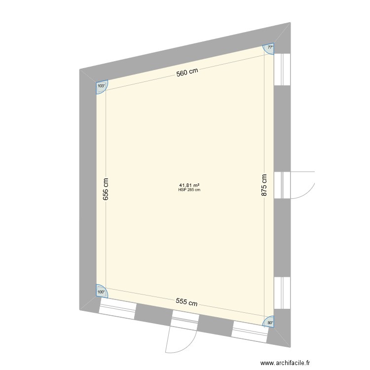 Local . Plan de 1 pièce et 42 m2