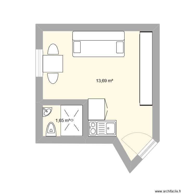 Appart perso. Plan de 2 pièces et 15 m2