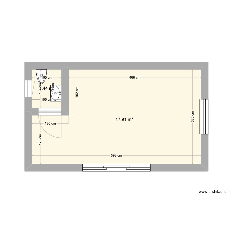 Plan cabinet Elsa. Plan de 2 pièces et 19 m2