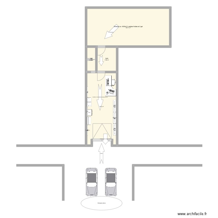 Boutique RF. Plan de 4 pièces et 94 m2