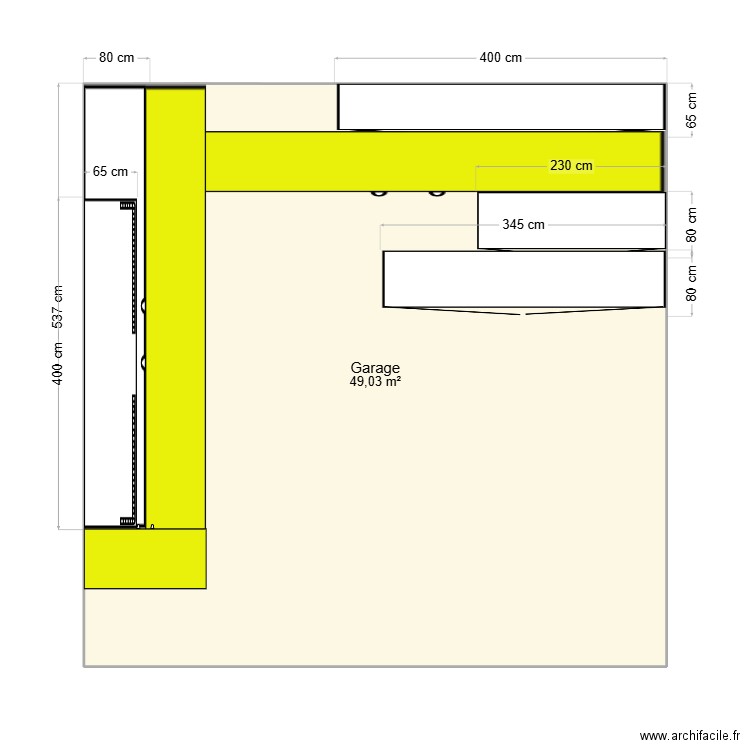 Garage. Plan de 1 pièce et 49 m2