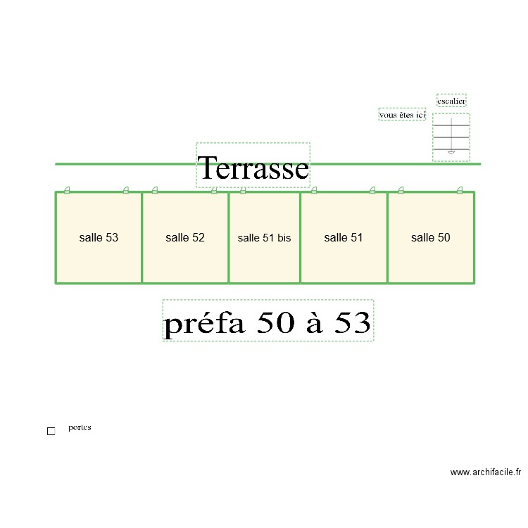 bat 50 à 53. Plan de 5 pièces et 17 m2