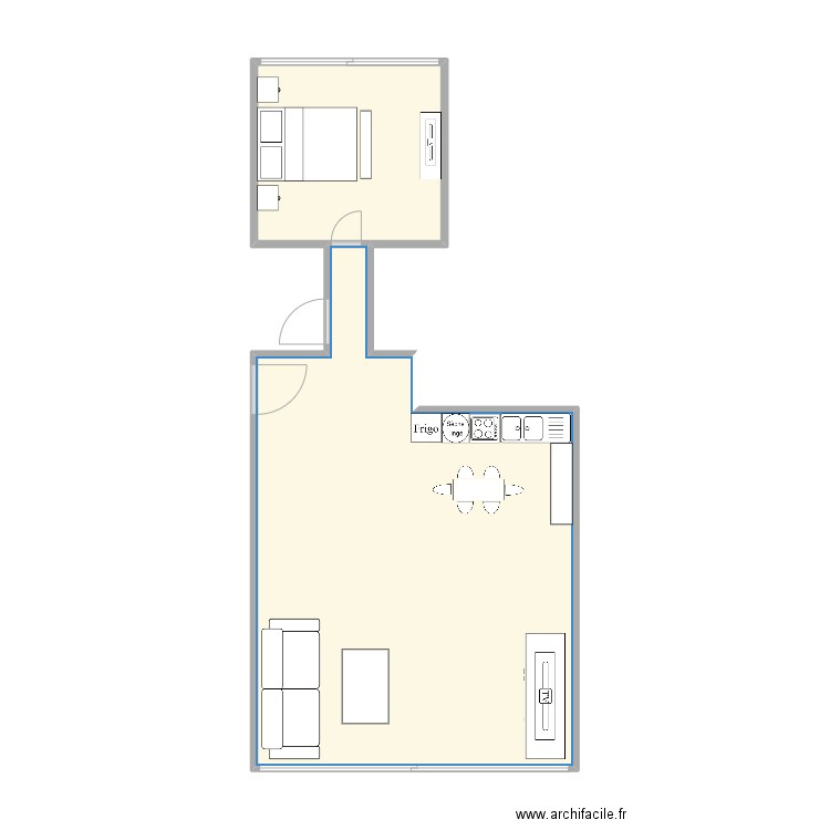 JAROS. Plan de 2 pièces et 41 m2