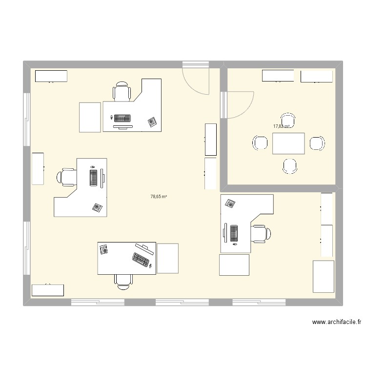 Bureau Ediaca. Plan de 2 pièces et 96 m2