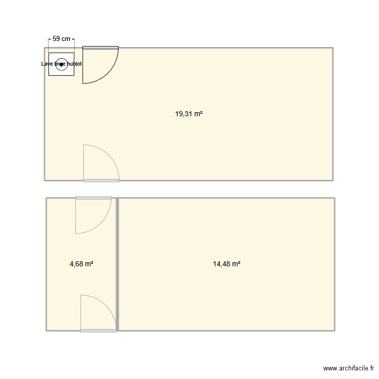 Salle de jeux. Plan de 3 pièces et 38 m2