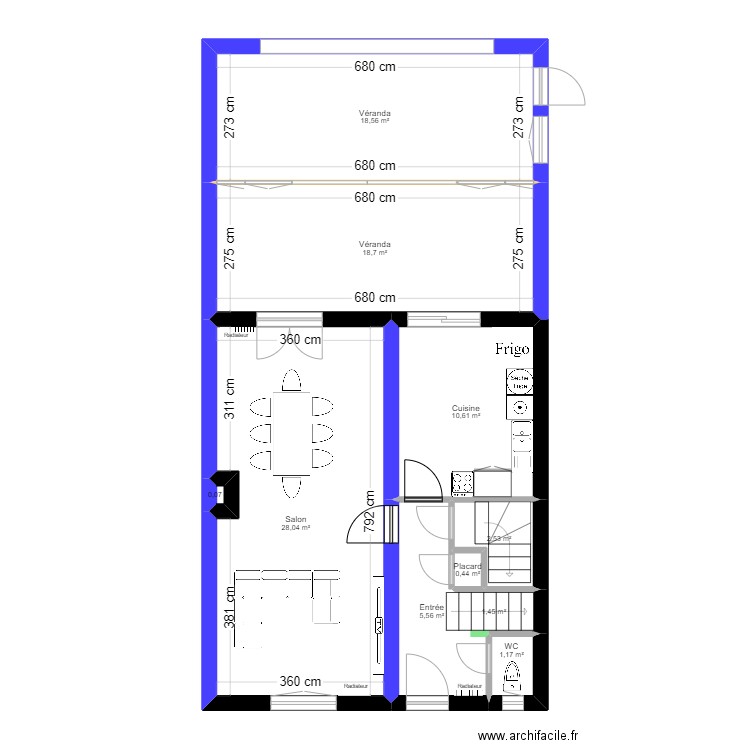 MAISON FIL ROUGE RDC. Plan de 10 pièces et 87 m2