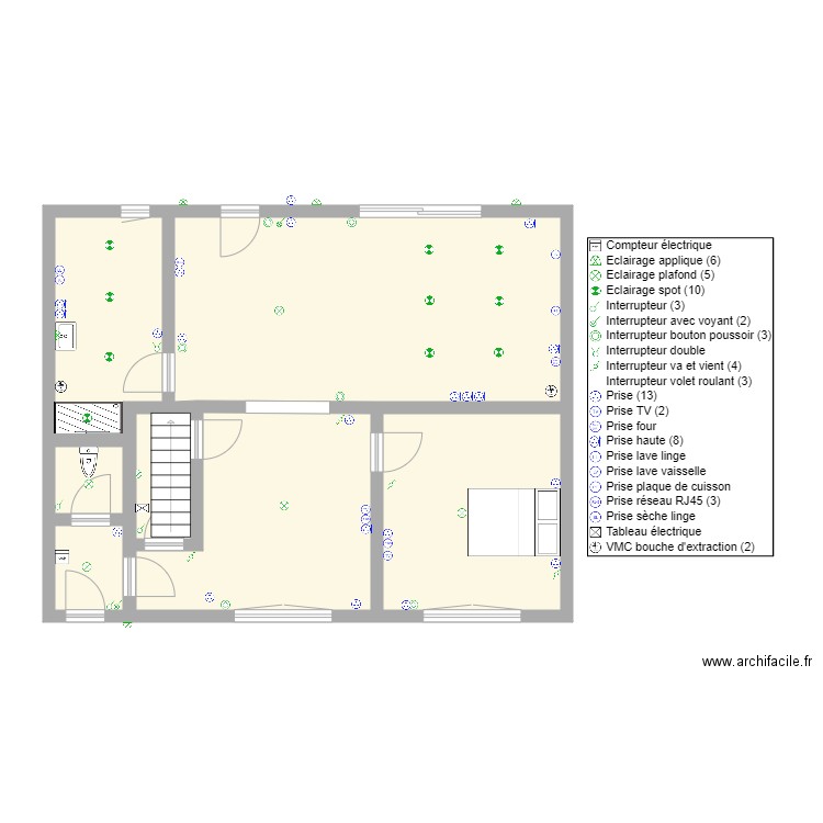 NOYELLES SOUS BELLONNE RDC. Plan de 7 pièces et 76 m2