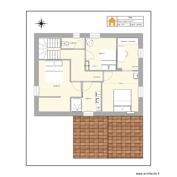 EXE v 23032025 - Villefranche R+1. Plan de 7 pièces et 58 m2