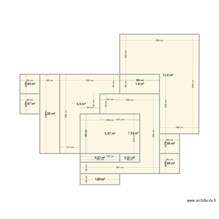 Panorama. Plan de 13 pièces et 46 m2