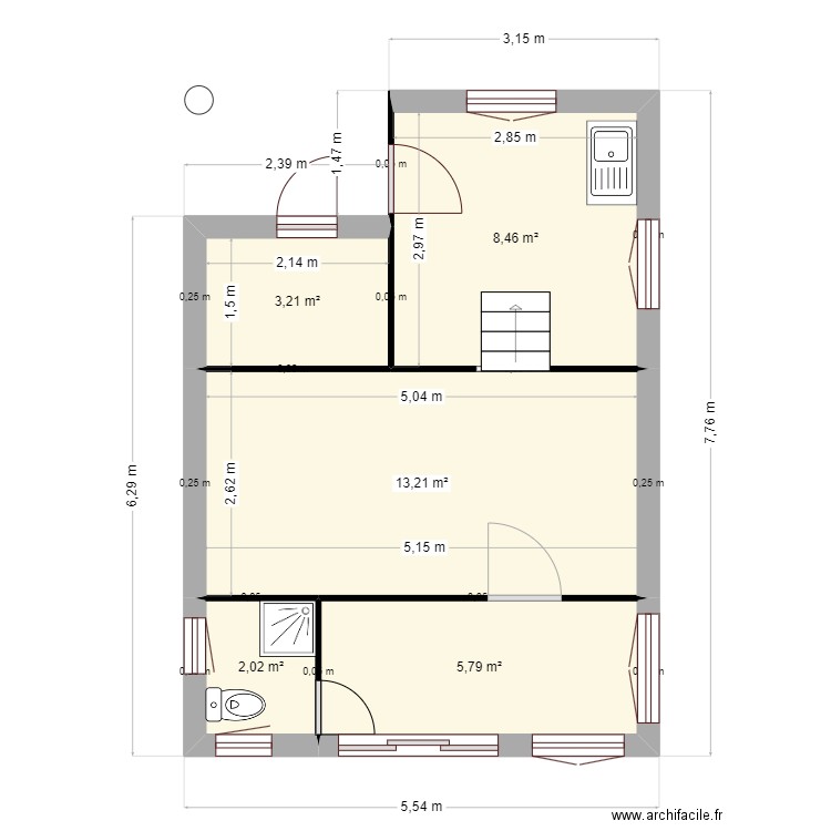 bellefin. Plan de 5 pièces et 33 m2