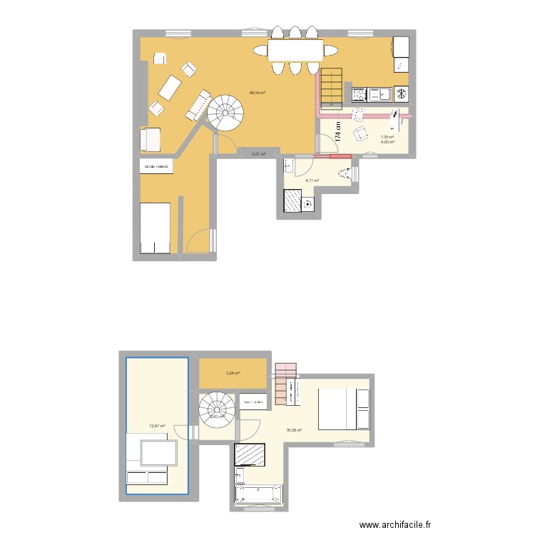 PARIS 5 REFAIT. Plan de 9 pièces et 94 m2