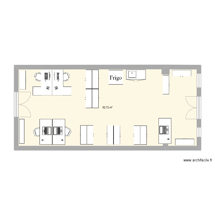 Bureau1. Plan de 1 pièce et 53 m2