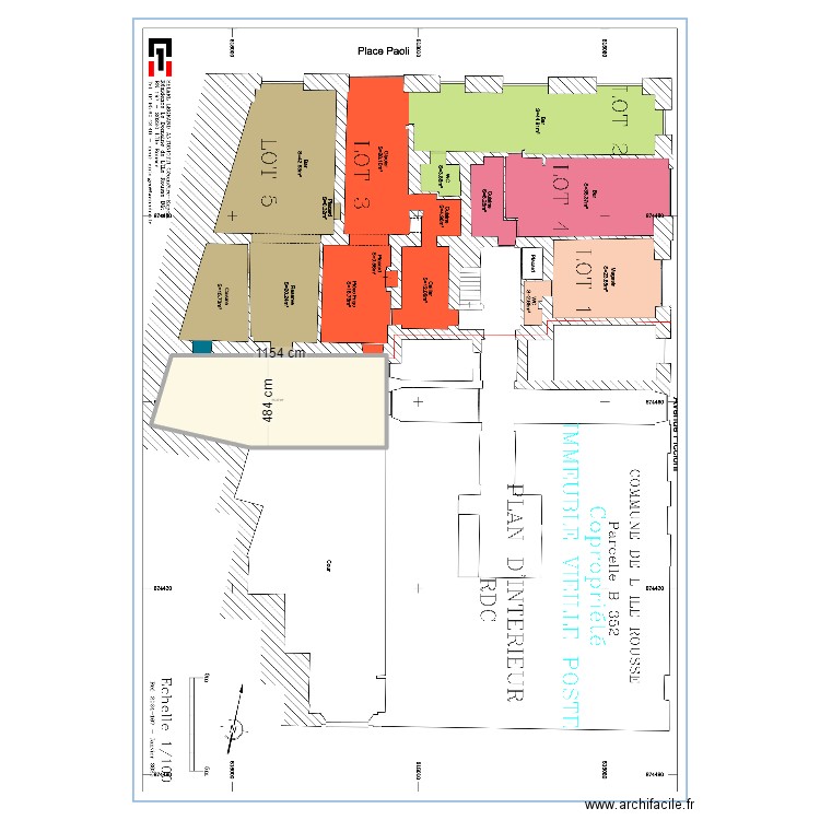 RdC 2 Piccioni avec cour. Plan de 1 pièce et 55 m2