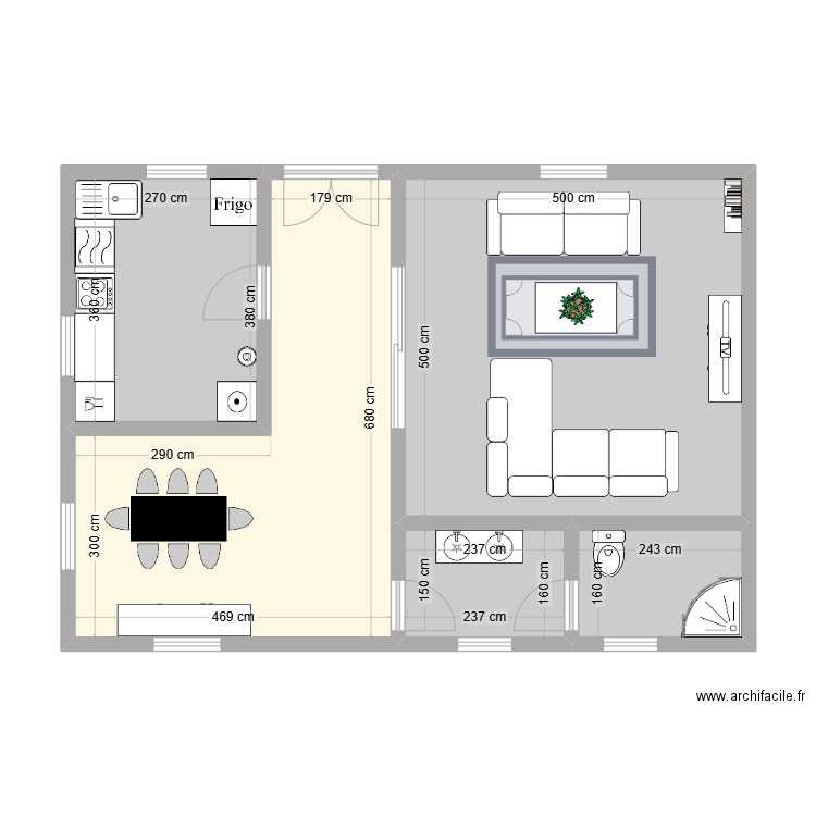 ppp. Plan de 5 pièces et 63 m2