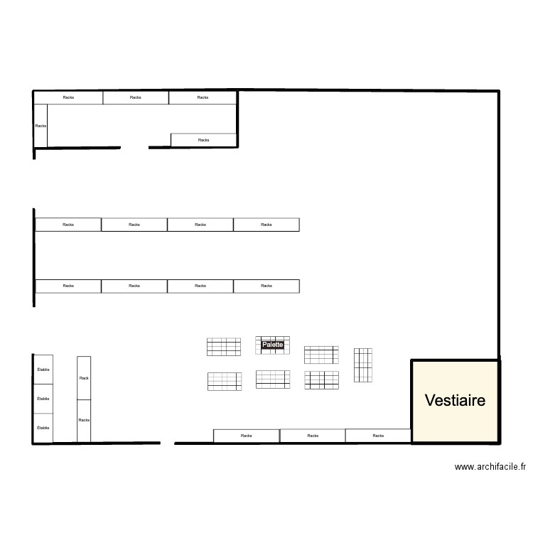 Plan STA casi fini. Plan de 1 pièce et 6 m2