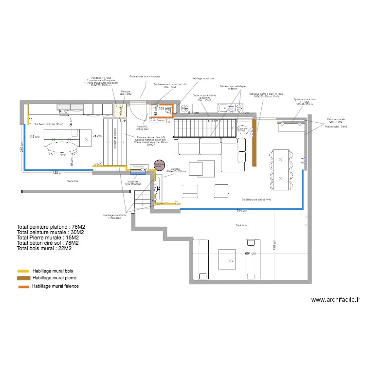 Roc Mer - Revêtements. Plan de 1 pièce et 2 m2