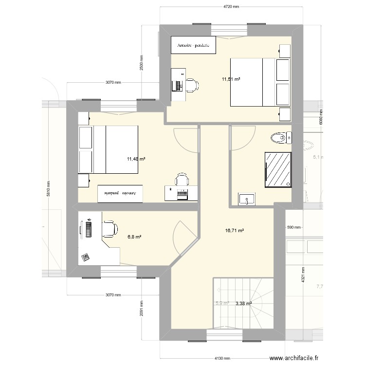 projet 4b 2. Plan de 20 pièces et 160 m2