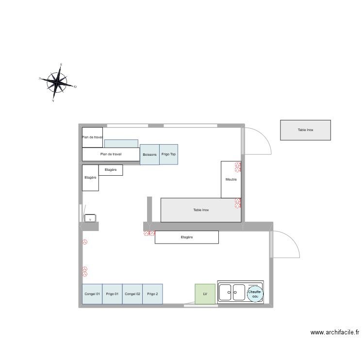 Snack_Merle_001. Plan de 1 pièce et 26 m2