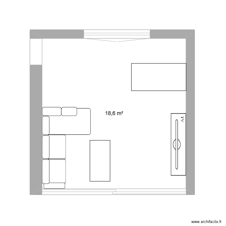 Salon quentin. Plan de 1 pièce et 19 m2