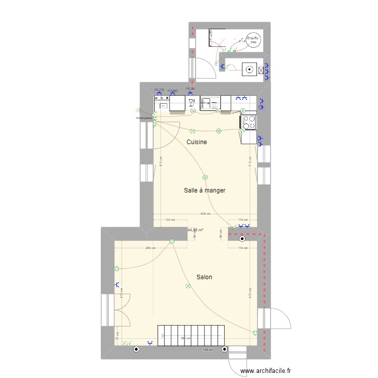 LaRoque_sàm&cuisine 01. Plan de 1 pièce et 45 m2