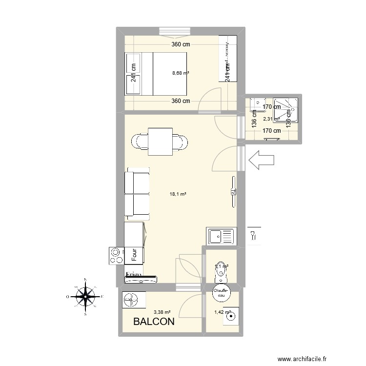 SAINTE ELISABETH. Plan de 6 pièces et 35 m2