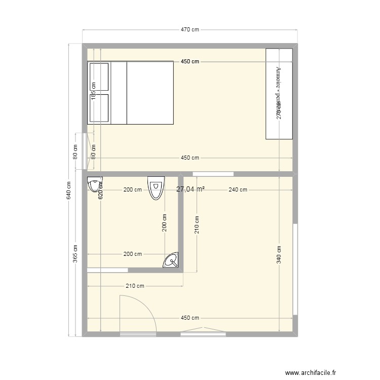 renaison 1. Plan de 1 pièce et 27 m2