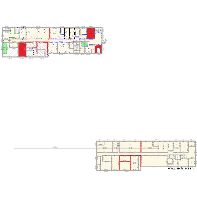 Bureaux DIS V2. Plan de 68 pièces et 1872 m2