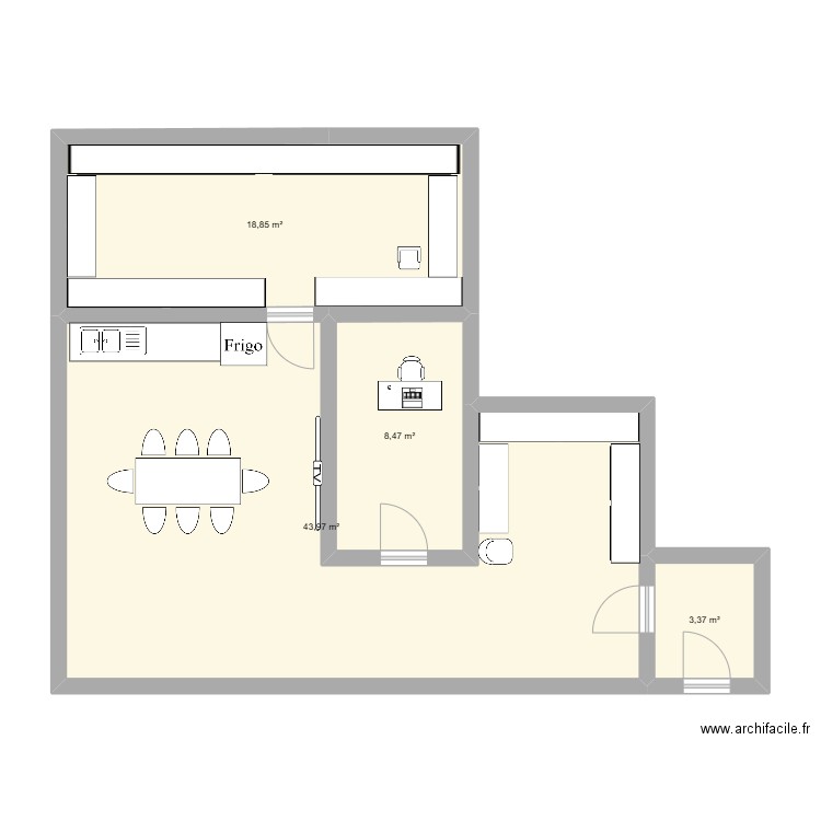 reserve. Plan de 4 pièces et 75 m2