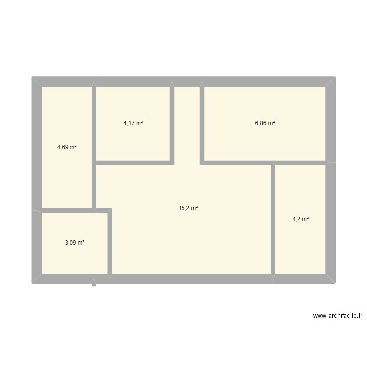 2nd etage 1ere vers.. Plan de 6 pièces et 38 m2