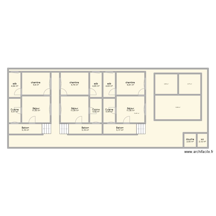 MPAKA 120 BB3. Plan de 21 pièces et 253 m2