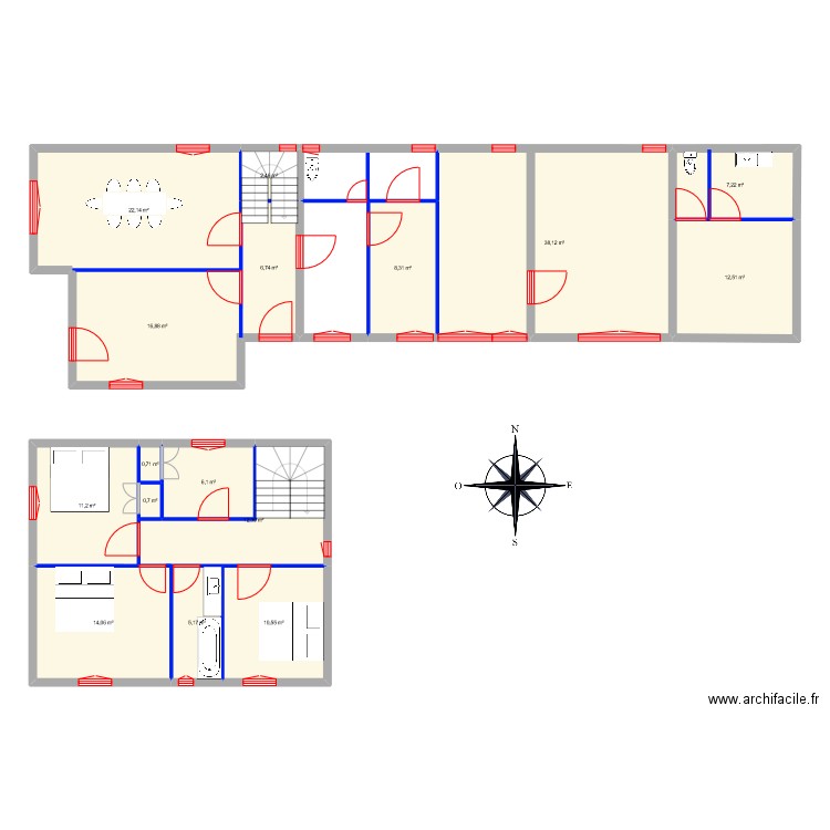 Plan1. Plan de 16 pièces et 175 m2