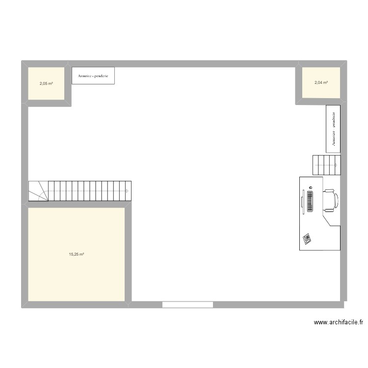 jjj. Plan de 3 pièces et 19 m2