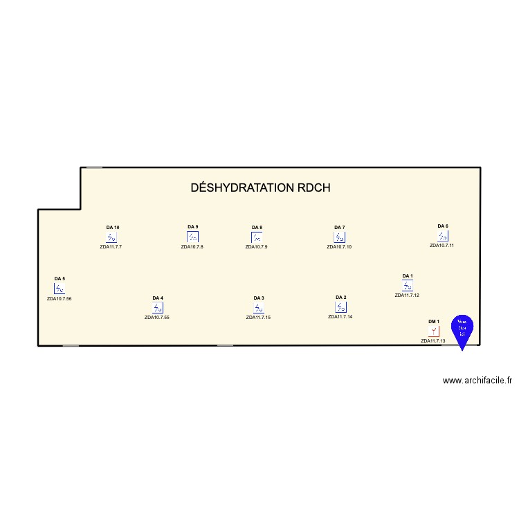 DESHYDRATION 4. Plan de 1 pièce et 52 m2