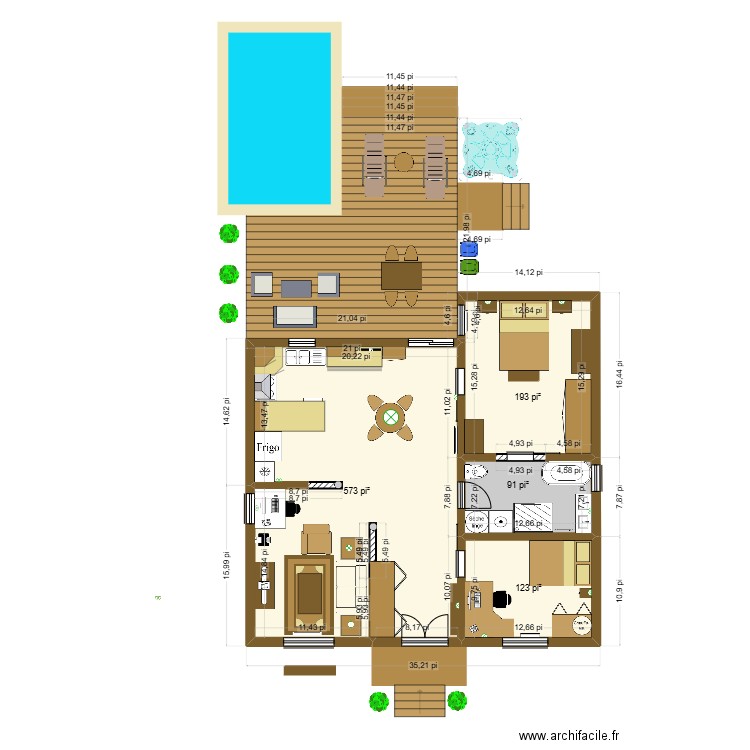 Plan 2. Plan de 4 pièces et 91 m2