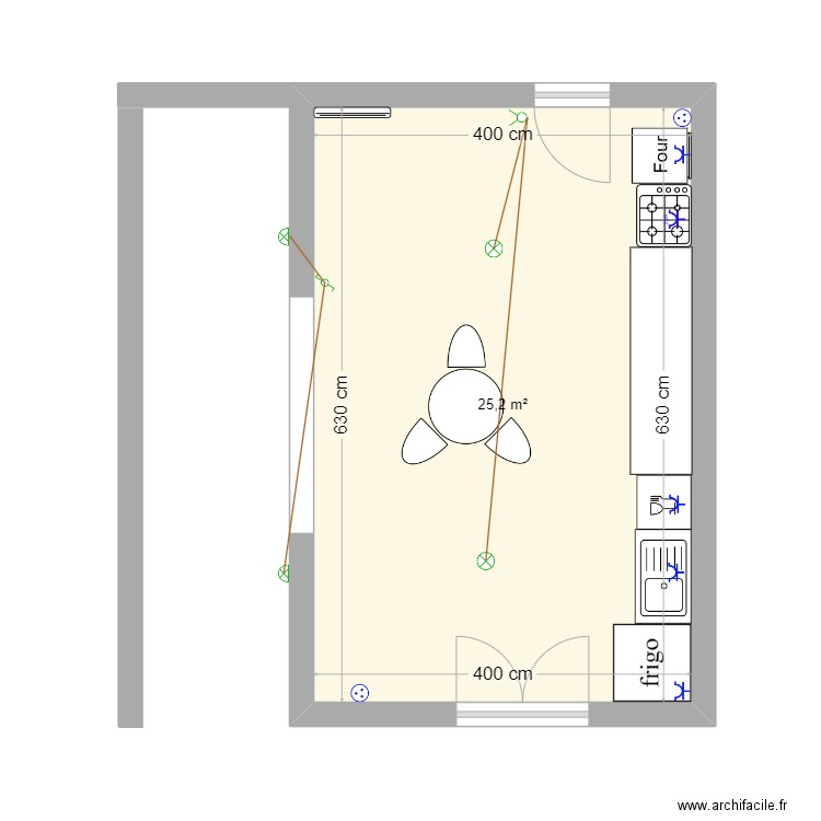 Maison. Plan de 1 pièce et 25 m2