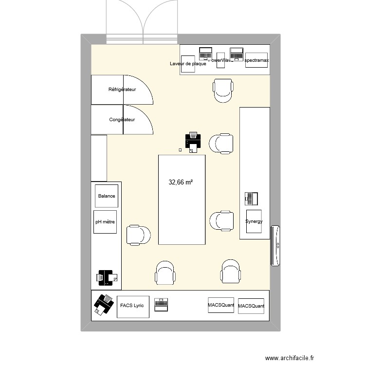 Labo 725 option 1. Plan de 1 pièce et 33 m2