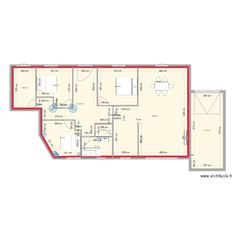 V1 FF. Plan de 9 pièces et 140 m2