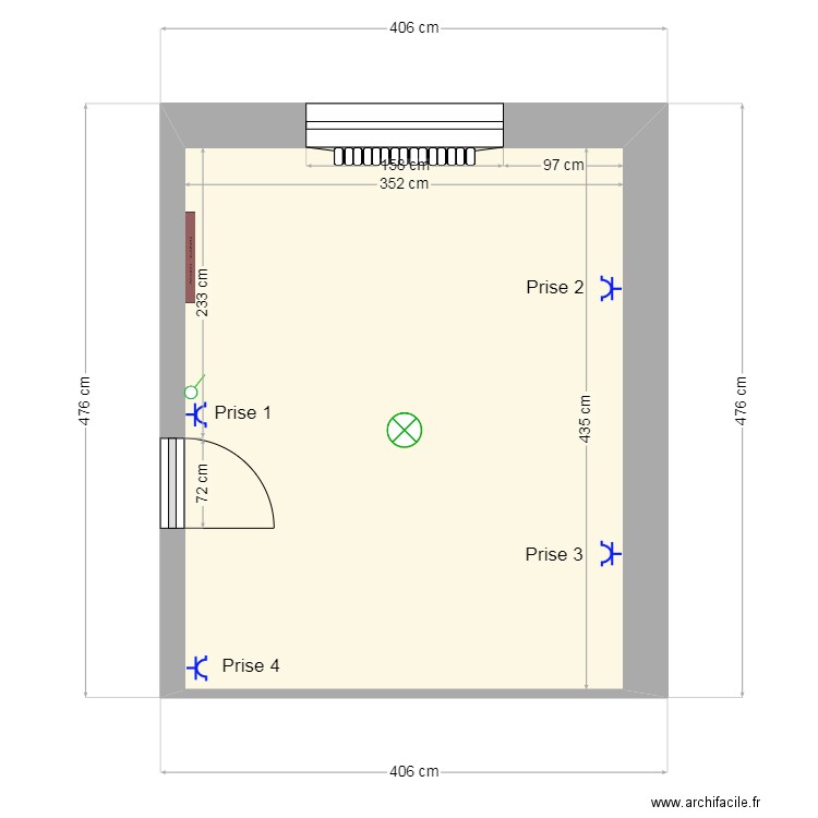 Plan chambre 1. Plan de 1 pièce et 15 m2