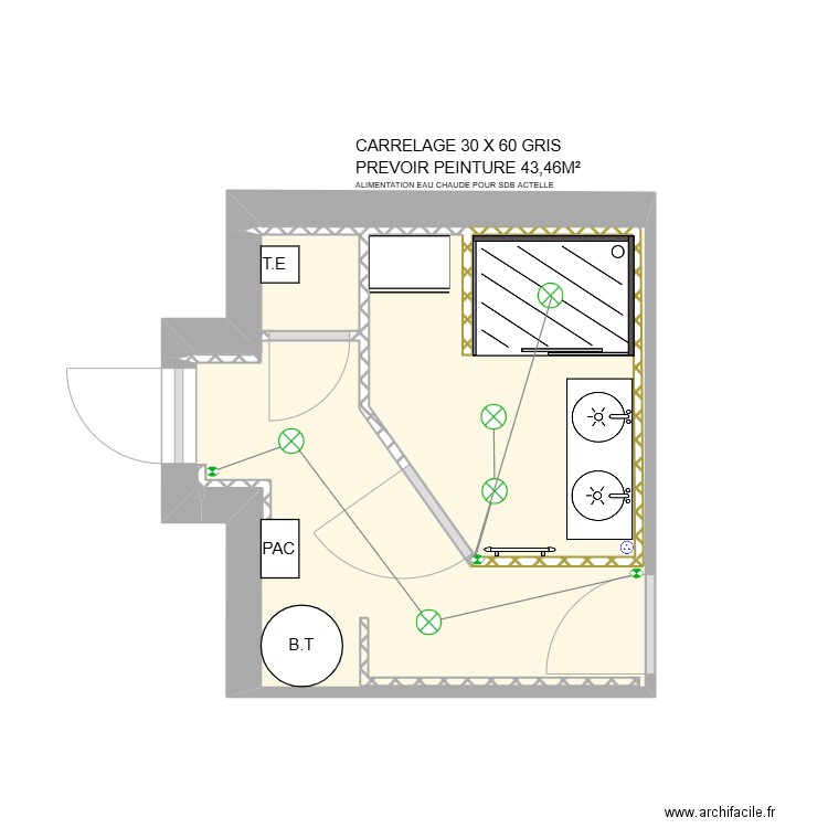 Denis FLEJO SDB PLAN FINAL. Plan de 2 pièces et 9 m2