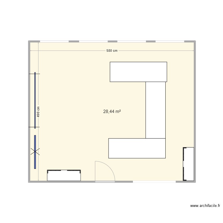 Salle de formation. Plan de 1 pièce et 28 m2