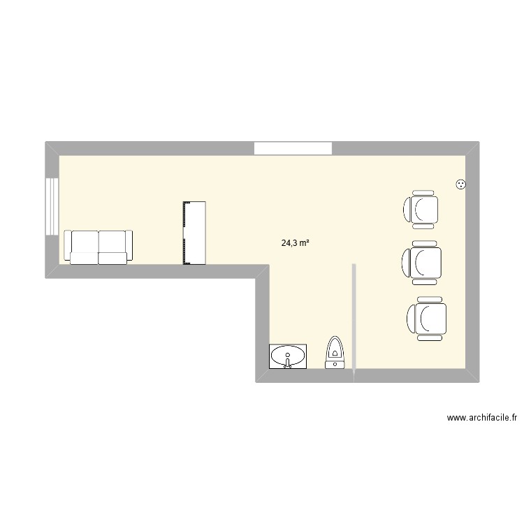 Plan de salon. Plan de 1 pièce et 24 m2