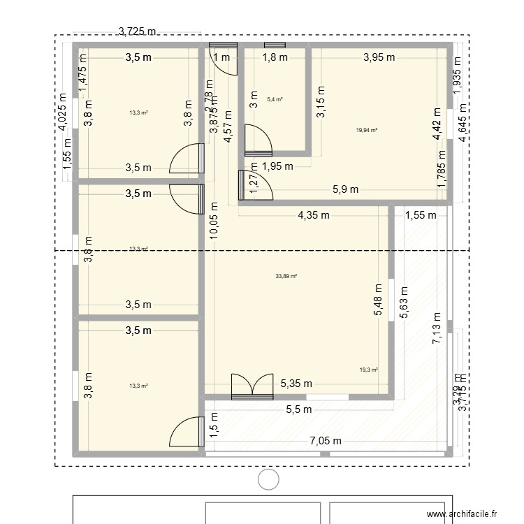 rmebe. Plan de 7 pièces et 118 m2