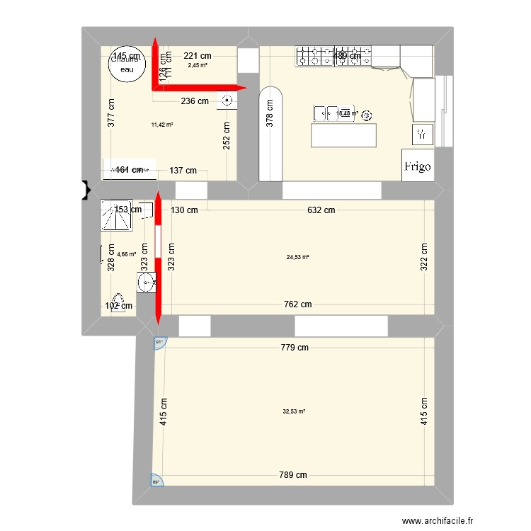 maison rdc. Plan de 6 pièces et 94 m2