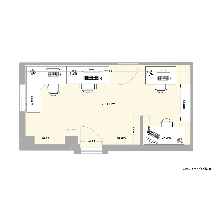 SDQK. Plan de 1 pièce et 26 m2