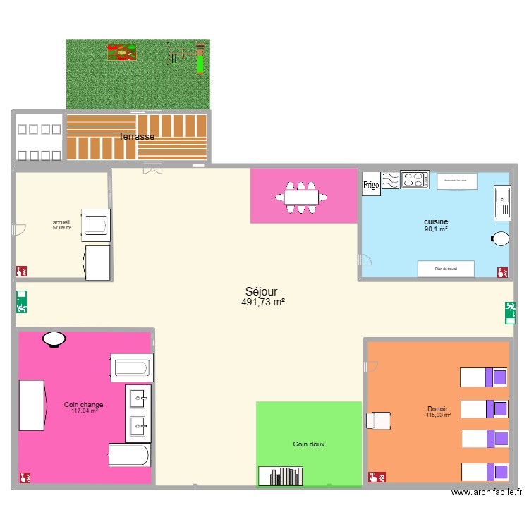 crèche . Plan de 5 pièces et 1227 m2