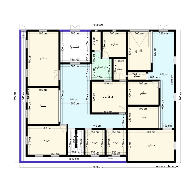 Plan de 20mx17m Client 46471611. Plan de 20 pièces et 296 m2