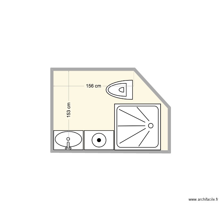 SALLE DE BAIN 1. Plan de 1 pièce et 3 m2