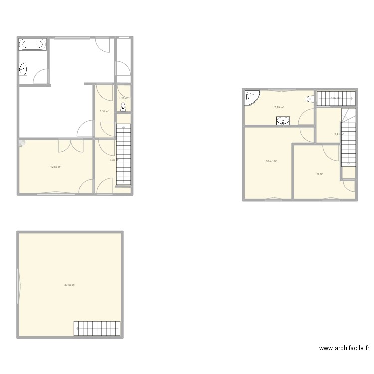 doetaples. Plan de 10 pièces et 95 m2